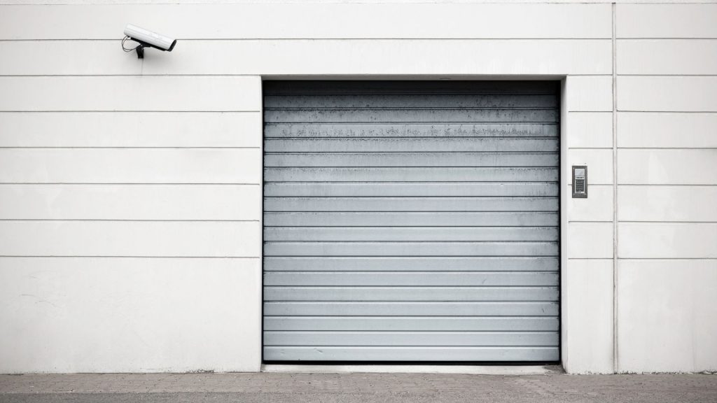 An example of steel garage doors in a roll-up style